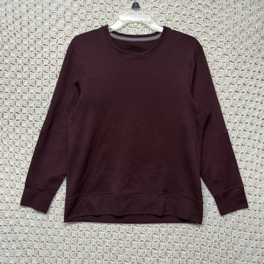Lululemon Top Shirt Women Sz M Purple Waffle Knit Thermal Long Sleeve Crew Neck